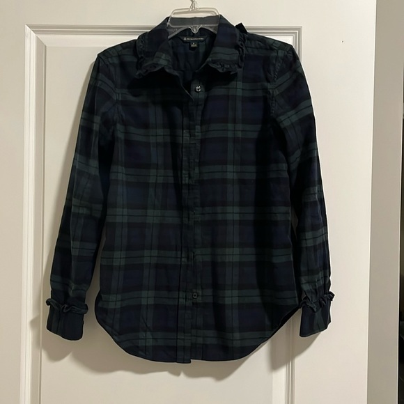 Brooks Brothers Women’s Plaid Top with Ruffle Detail - Picture 1 of 5